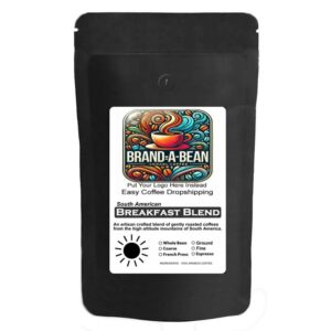 Brand-A-Bean Breakfast Blend Coffee Light Roast Espresso Ground 2 LBS
