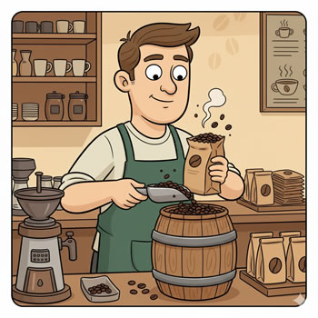 Filling coffee bags with care